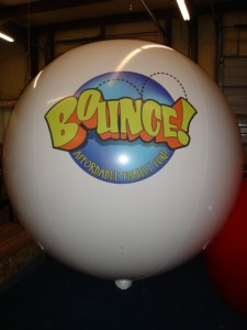 7ft-advertising-balloon-white-Bounce-logo giant balloons in stock