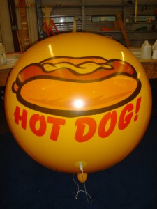 hot dog logo on advertising balloon